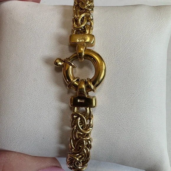 Paolo Romeo Italian Gold Over 925 Silver Byzantine Chain Bracelet - Picture 7 of 12
